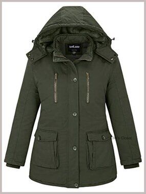 Women's Plus Size Winter Cotton Coat With Hood - Fleece Lined Warm Jacket